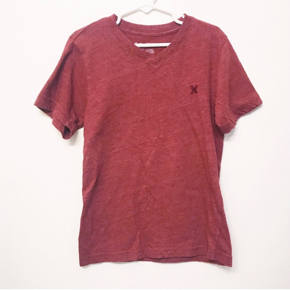 HURLEY Boys Brick Red V Neck Tee sz 7